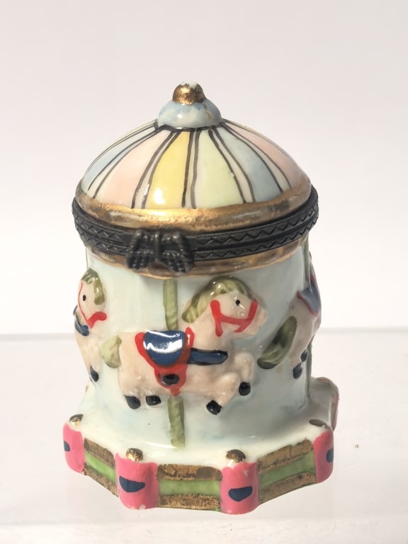 Vintage Mini Merry-Go-Round Carousel Porcelain Box (1 of 4)