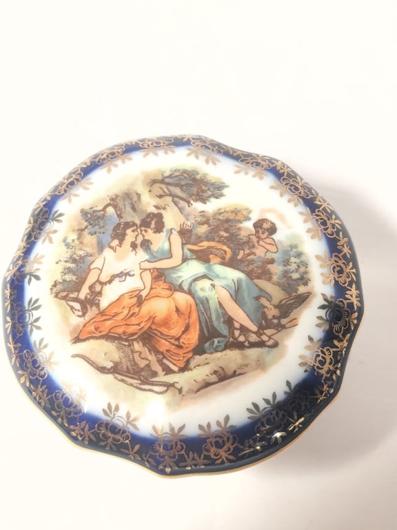 Vintage PM Germany Porcelain Rococo Trinket Box (1 of 4)