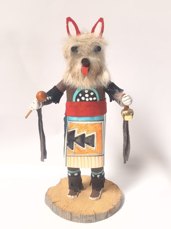 Vintage Signed PJ Navajo Brown Wolf Kachina (1 of 5)