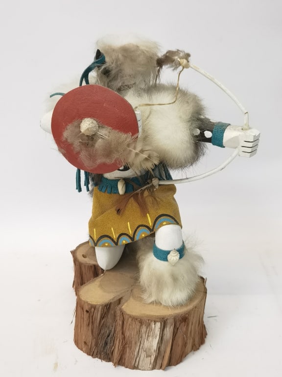 Vintage Alta A. Navajo Hopi Buffalo Warrior Kachin: Vintage Alta A. Navajo Hopi Buffalo Warrior Kachina Doll, 11.5in