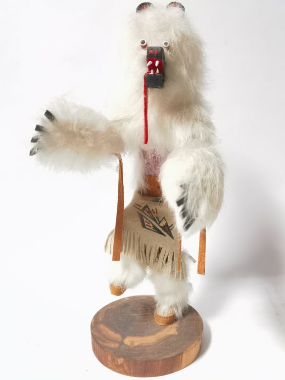 Vintage W. Yazzie Navajo Hopi Bear Kachina Doll: Vintage W. Yazzie Navajo Hopi Bear Kachina Doll, 12in
