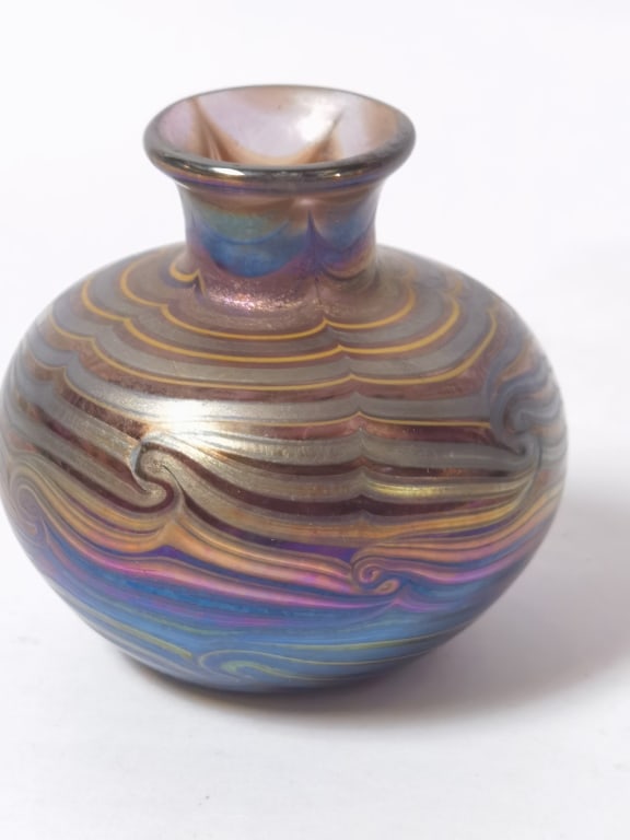 Vintage Paul Brown Iridescent Swirl Glass Cabinet (1 of 5)
