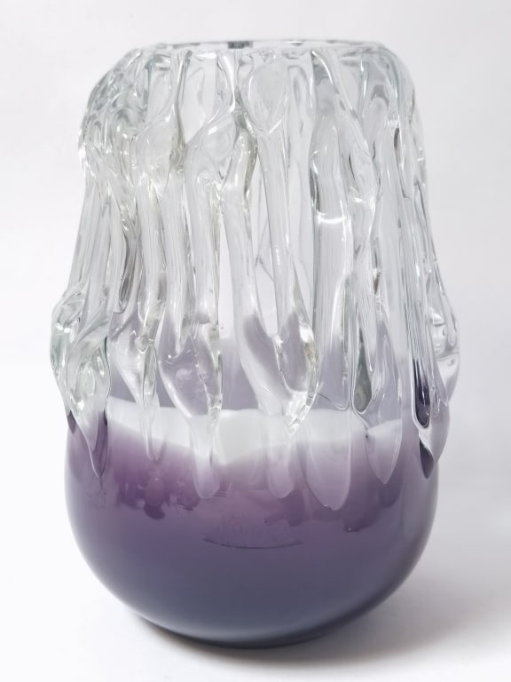 Textured Amethyst and Clear Glass Cased Vase (1 of 5)