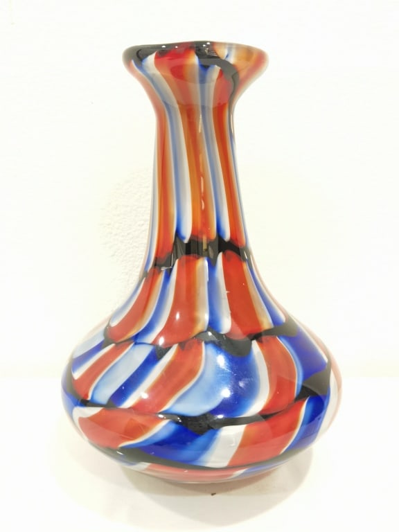 Murano Italy Red/Blue/White Art Glass Vase (1 of 5)