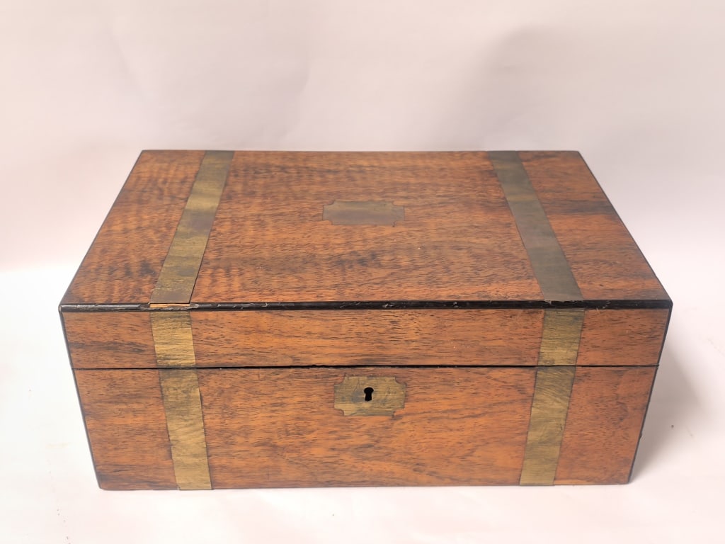 Antique Brass-Bound Mahogany Writing Box (1 of 9)