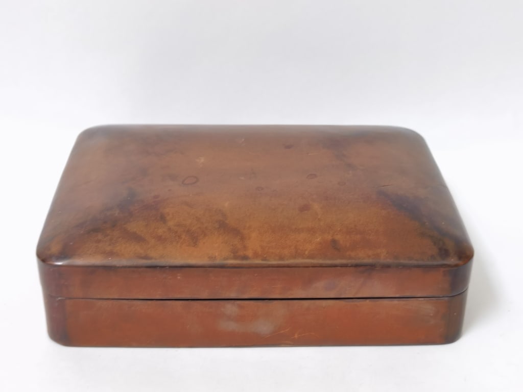 Vintage Italian Polished Leather Rectangular Jewel (1 of 5)