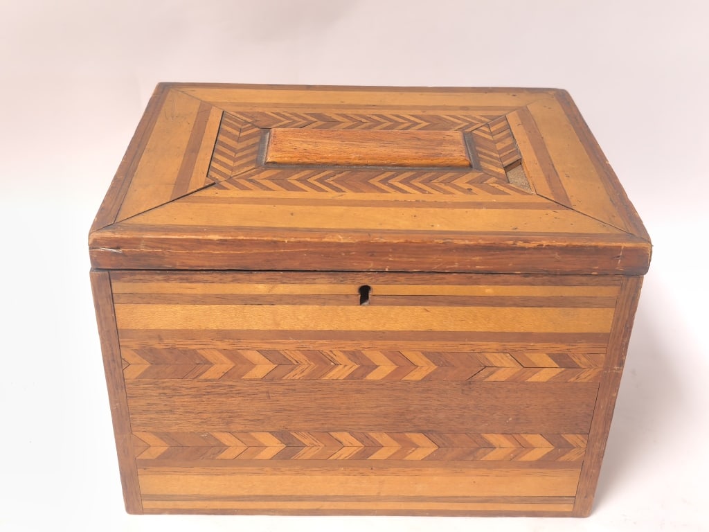 Antique Parquetry Inlaid Wooden Box (1 of 6)