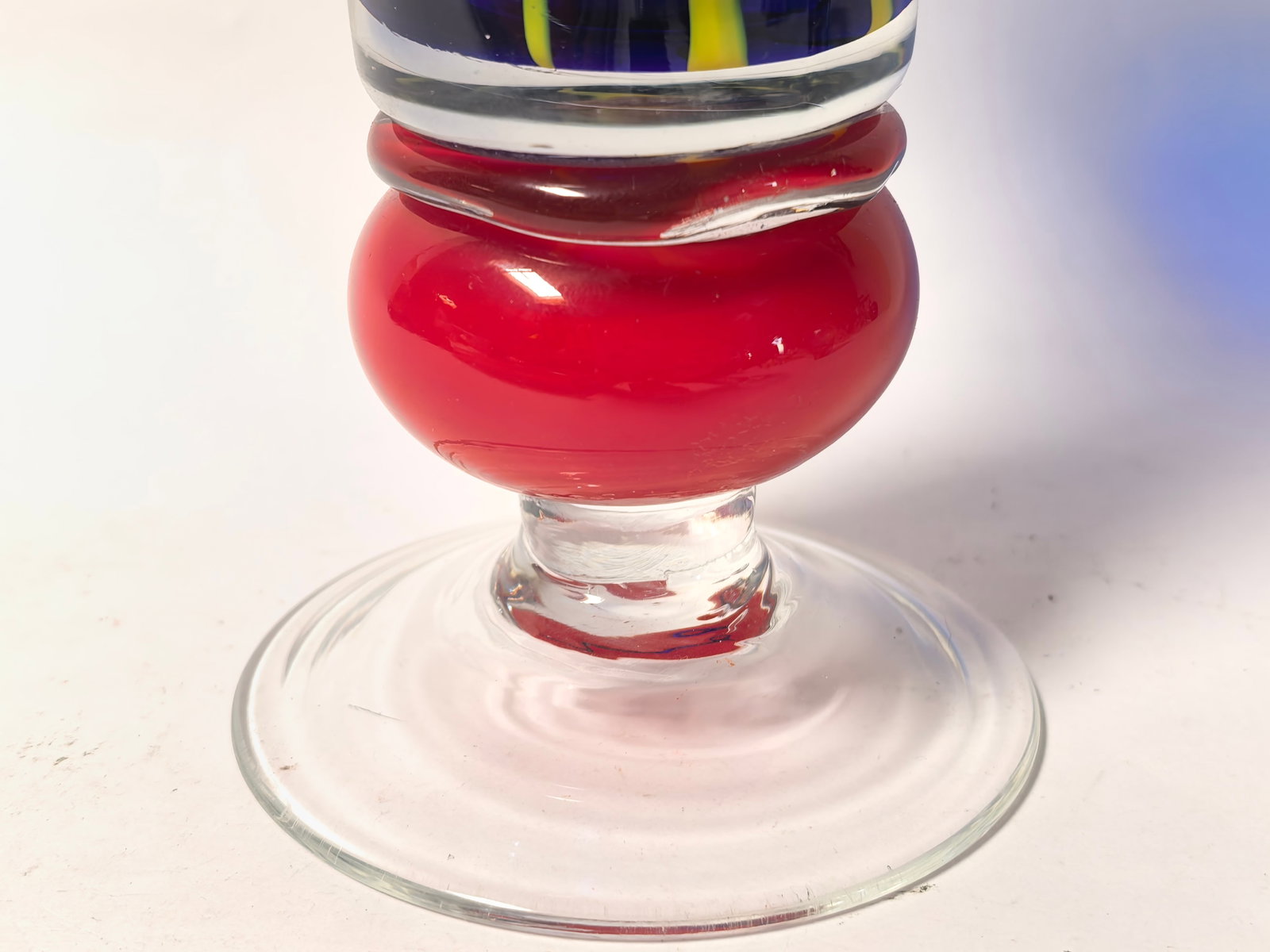 Modernist Cobalt & Pulled-Thread Glass Trumpet Vase - 3