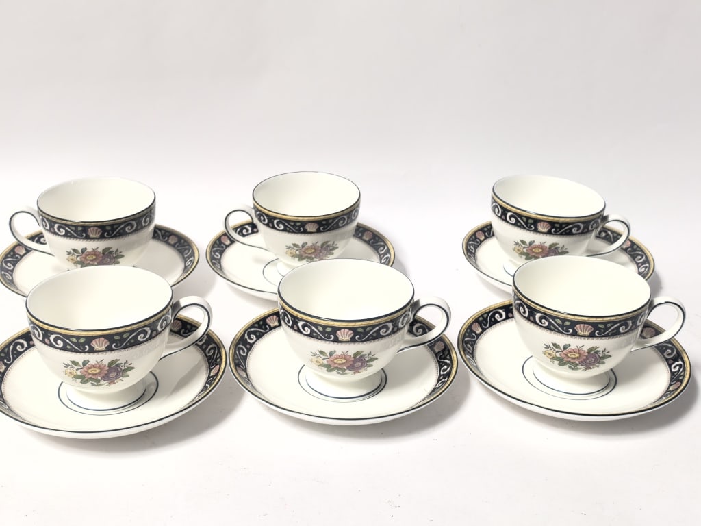 (6) Vintage Wedgwood Porcelain Runnymede Cup Sets (1 of 5)