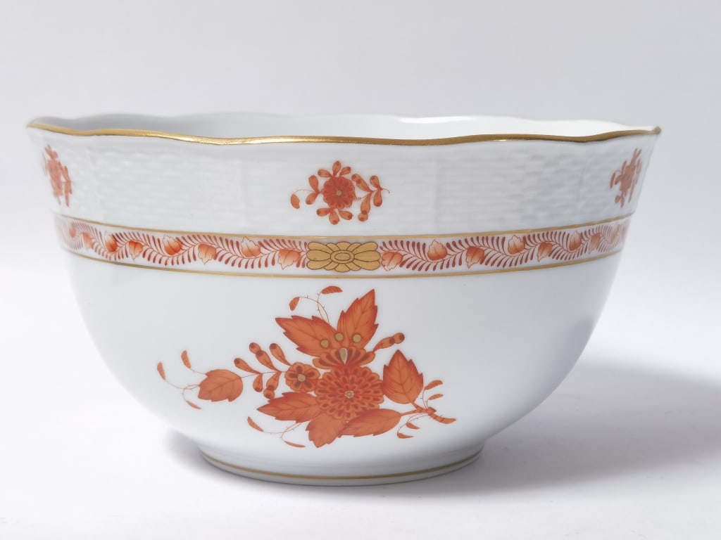 Herend Hungary Porcelain Red Chinoiserie Bowl (1 of 4)