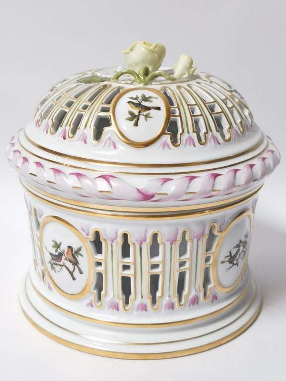 Herend Hungary Pierced Porcelain Rothschild Potpou (1 of 9)