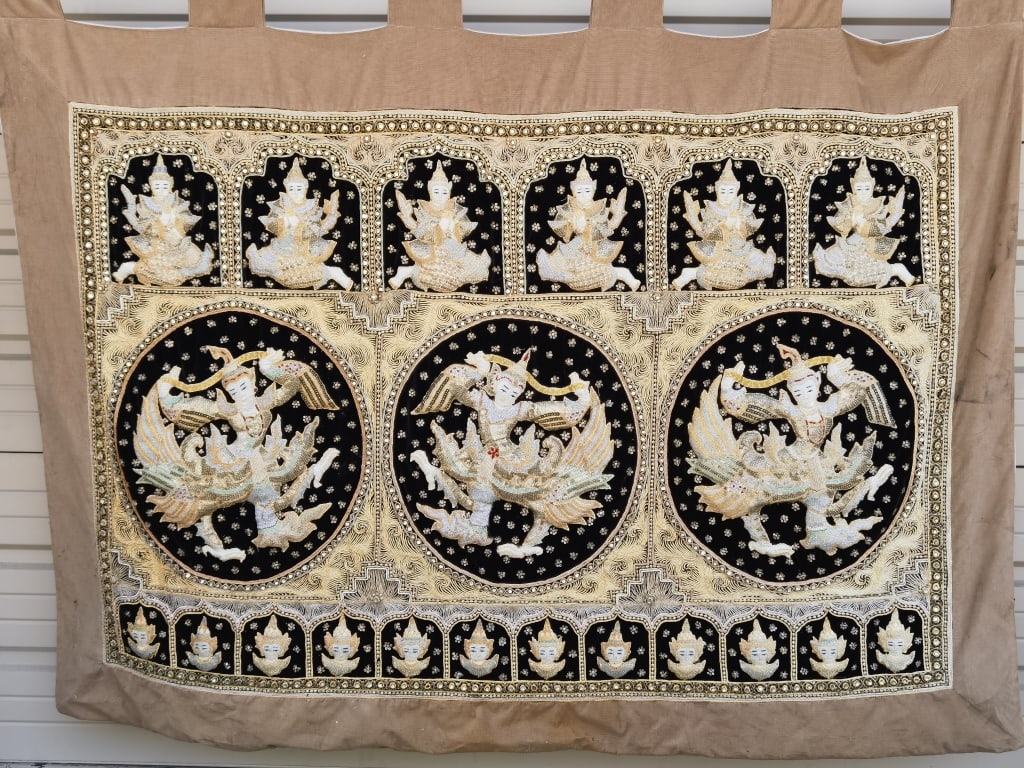 Large Vintage Burmese Kalaga Tapestry (1 of 4)