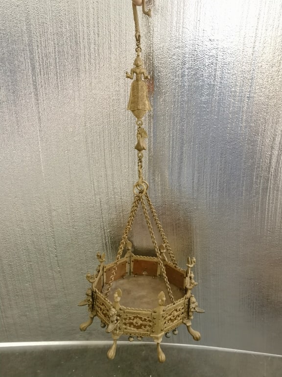 Vintage India Brass Chowki Roof Hanging Lady Pedes (1 of 5)