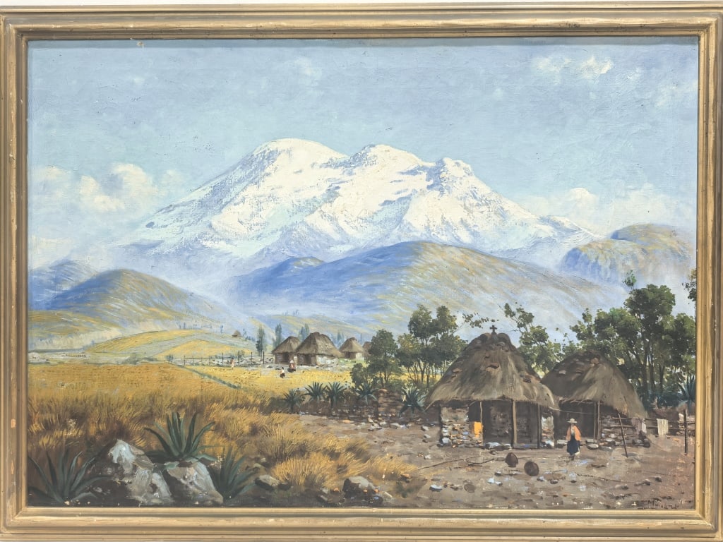 Vintage Landscape Oil Painting Signed E. Monartz: Vintage Landscape Oil Painting Signed E. Monartz, 37in by 27in