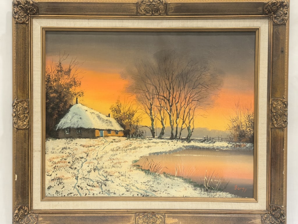 Vintage Landscape Oil Painting Signed Burgy (1 of 7)