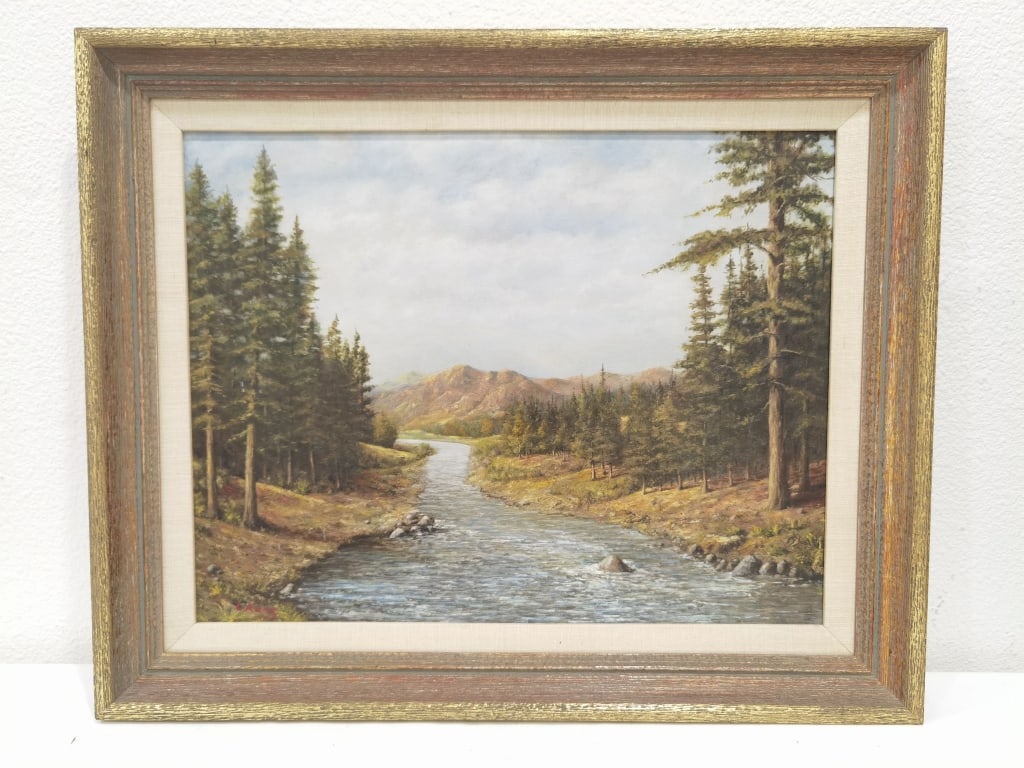 Signed L. Kunz Landscape Oil Painting on Board: Signed L. Kunz Landscape Oil Painting on Board, 20 1/8in by 18 1/8in