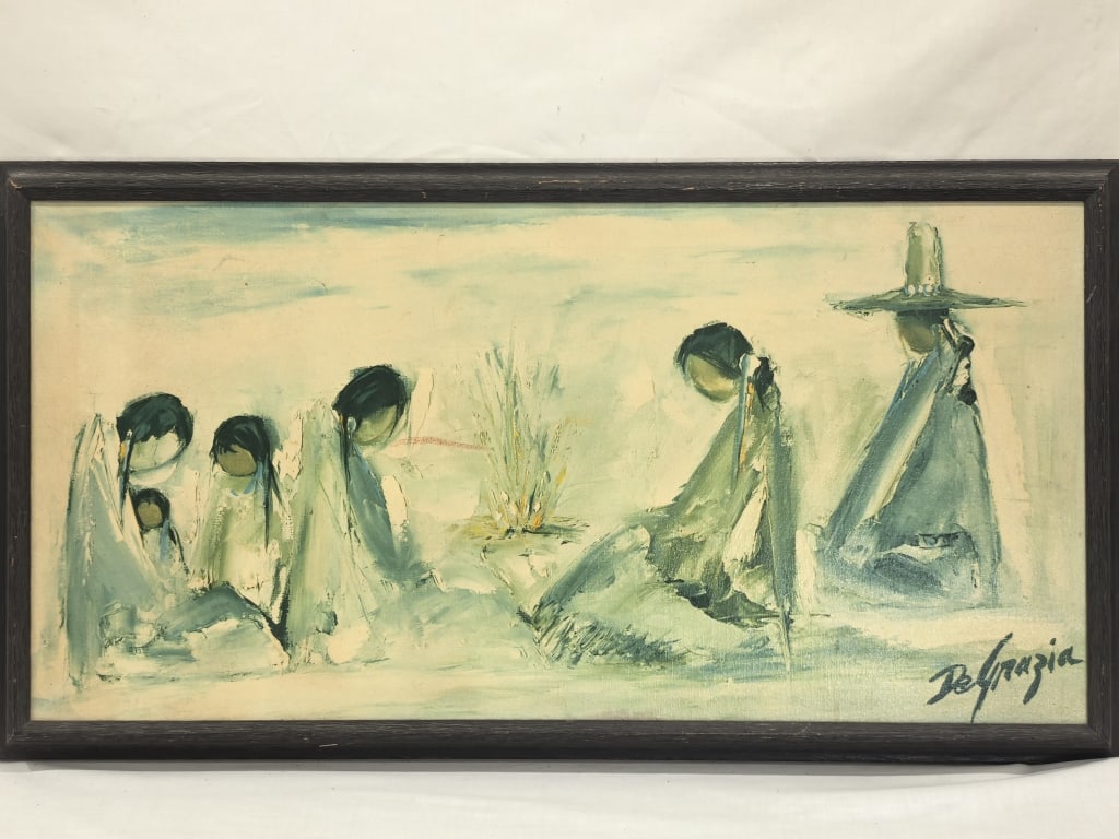 Vintage DeGrazia Native American Women Print: Vintage DeGrazia Native American Women Print, 32in by 17in