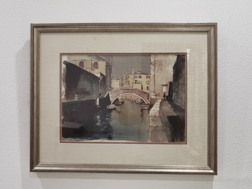 Signed Le Landscape Watercolor Painting: Signed Le Landscape Watercolor Painting, 25.5in by 20.5in