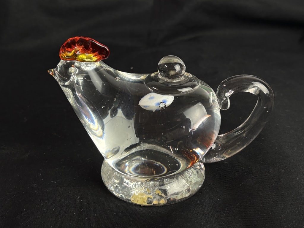 Dynasty Gallery Glass Rooster Teapot Paperweight (1 of 5)