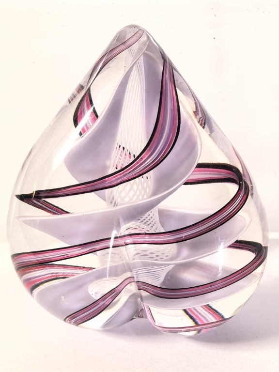 Murano Italy Latticino Swirl Art Glass Heart Paper (1 of 4)