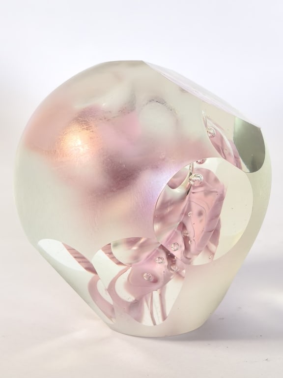 Murano Italy Faceted Bullicante Swirl Frosted Glas (1 of 7)