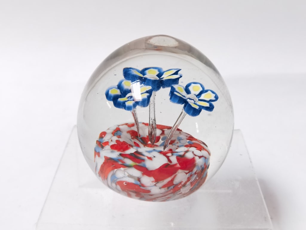 Czechoslovania Flower Art Glass Paperweight (1 of 4)