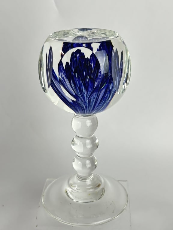Perthshire Glass Pedestal Rose Art Glass Paperweig (1 of 5)