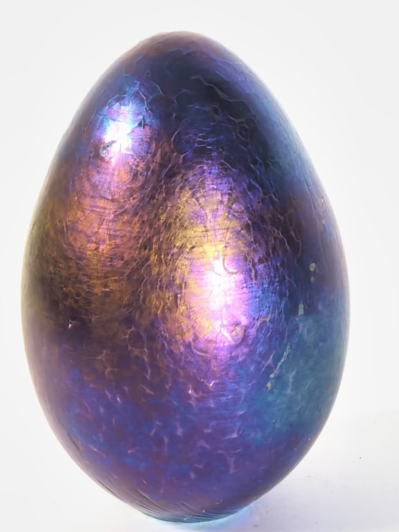 Purple Iridescent Glass Egg Paperweight (1 of 6)