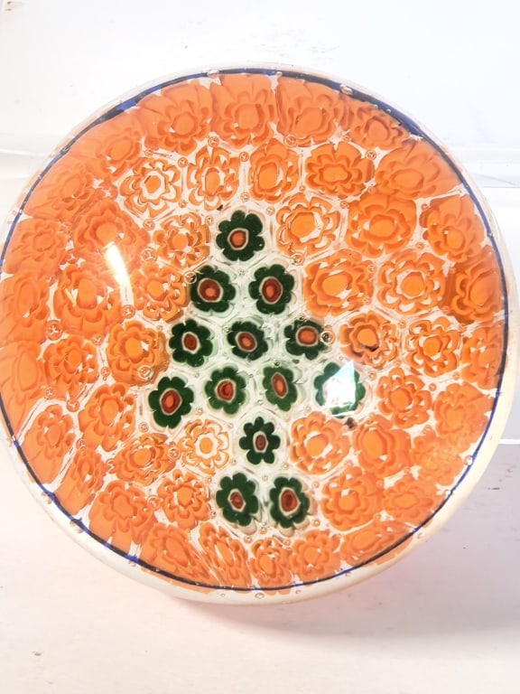 Vintage Murano Italy Millefiori Tree Art Glass Pap: Vintage Murano Italy Millefiori Tree Art Glass Paperweight, 3in