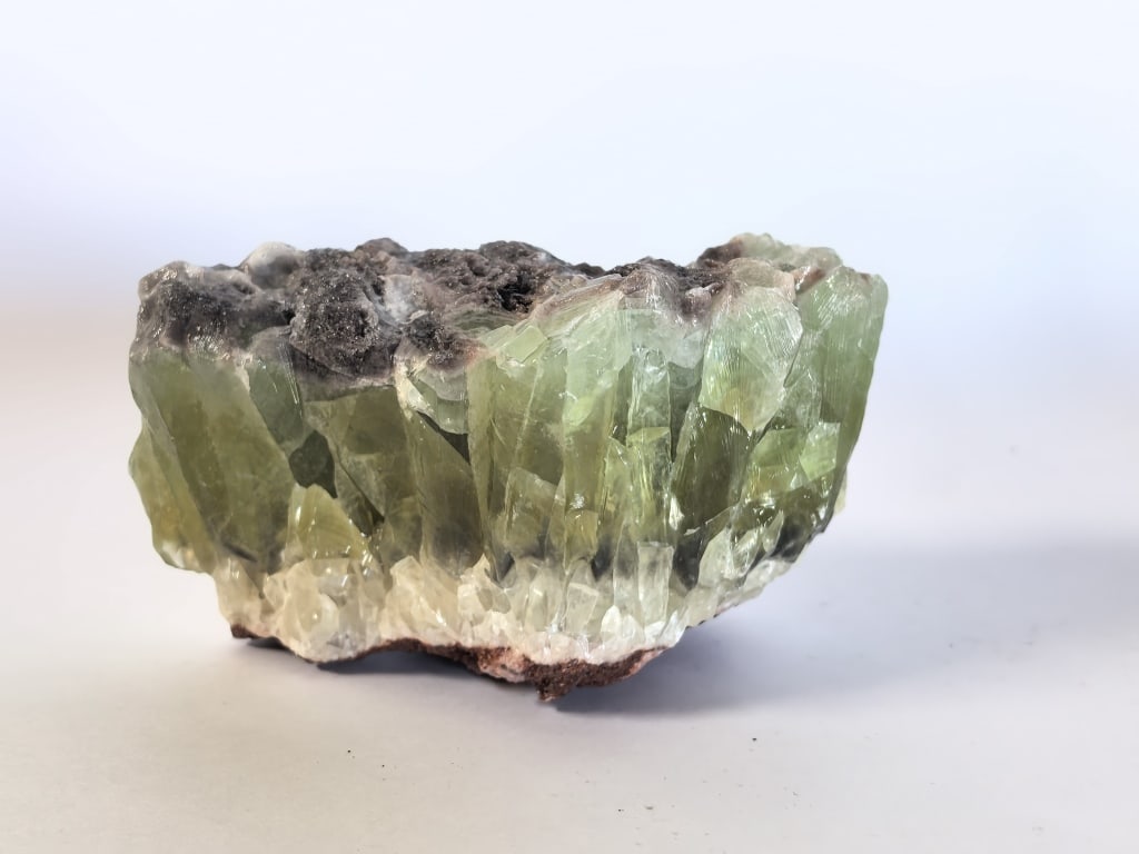 Natural Green Apophyllite Crystal Cluster Matrix: Natural Green Apophyllite Crystal Cluster Matrix, 4.25in by 2.5in by 2.5in