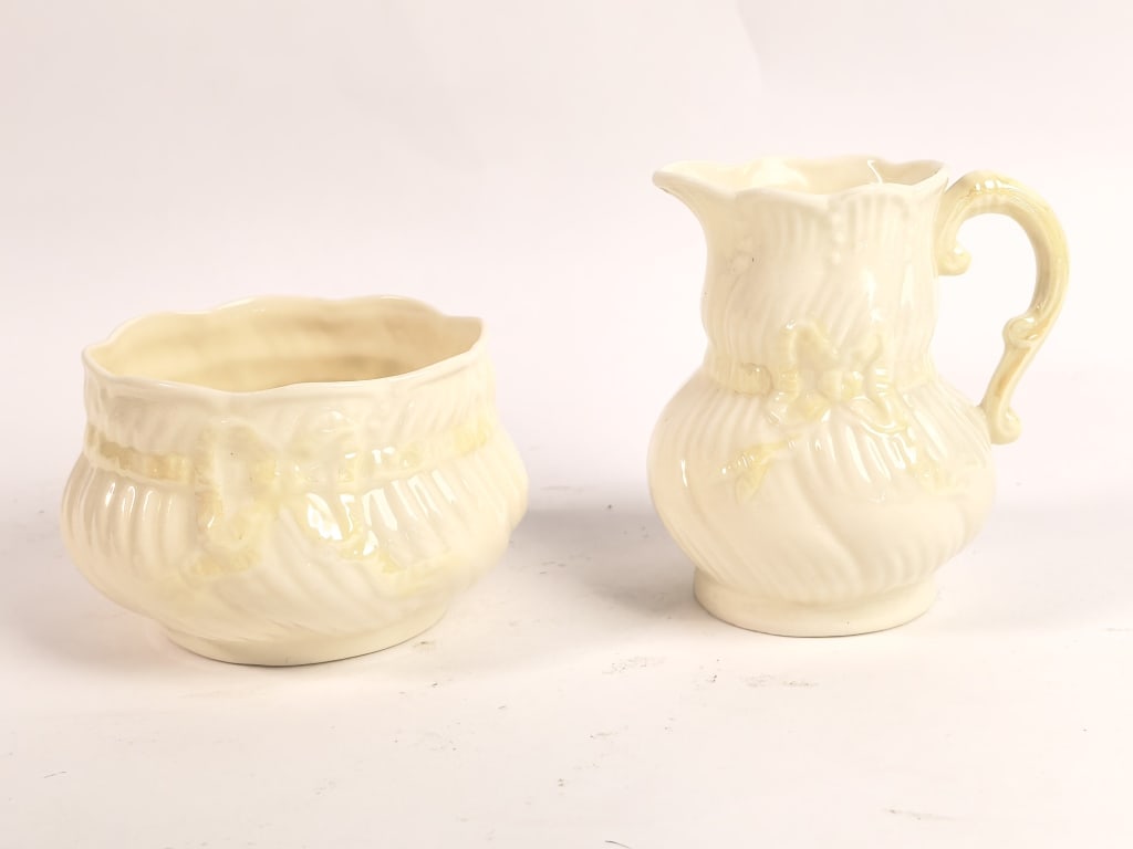 Belleek Pottery Parian China Cream Jug and Sugar B (1 of 4)
