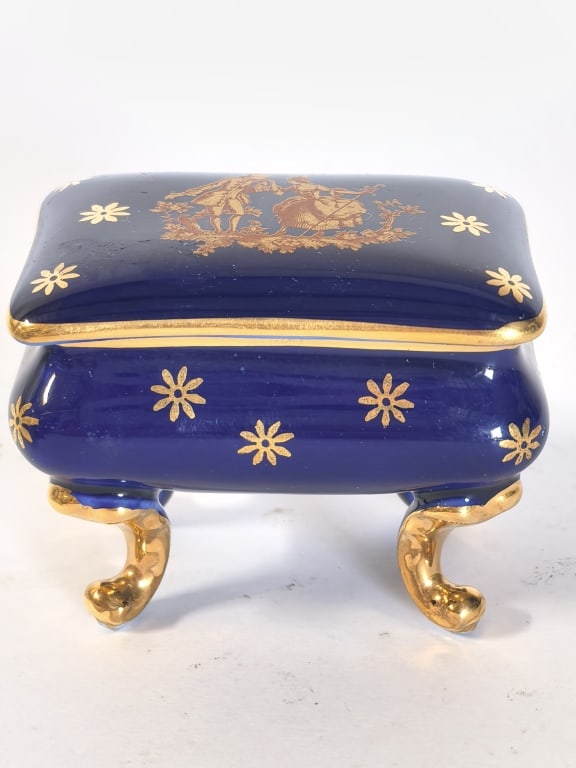 Limoges Cobalt Blue/Gilt Cabriole-Leg Porcelain Ca (1 of 3)