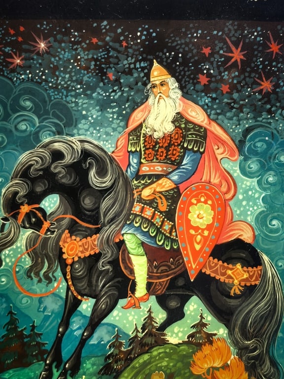 Signed Kholuy Russian Lacquer Box "Svyatogor" - 2