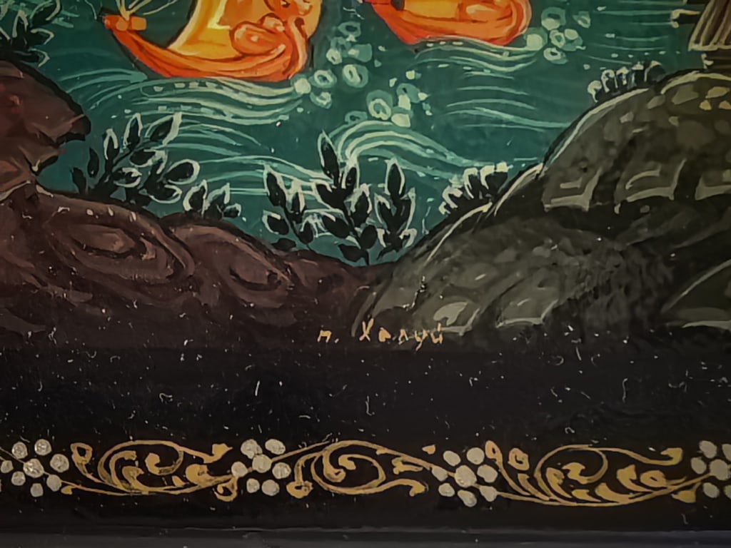 Signed Kholuy Russian Lacquer Box "Svyatogor" - 6