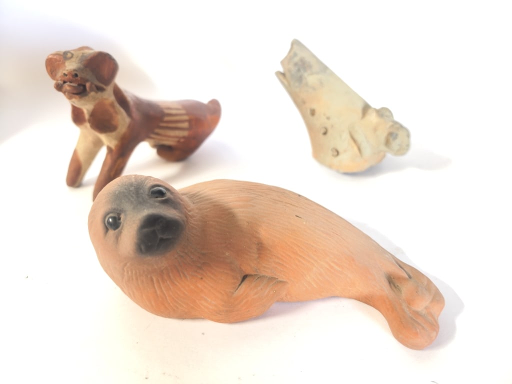 (3) Folk Art & Terracotta Animal Sculptures (1 of 7)