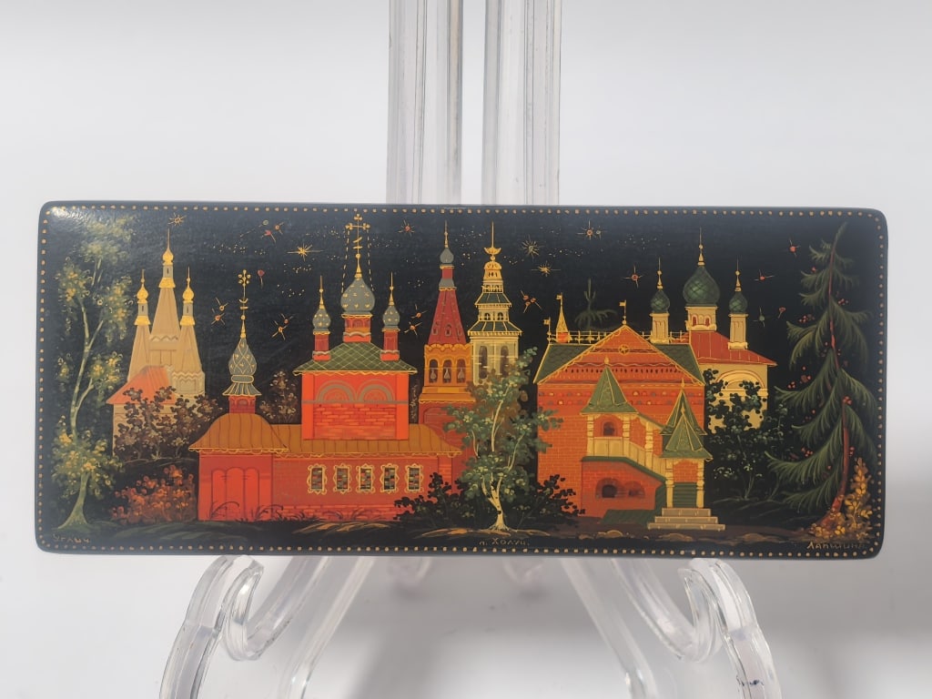 Signed Kholuy Russian Lacquer Box "Uglich" (1 of 8)