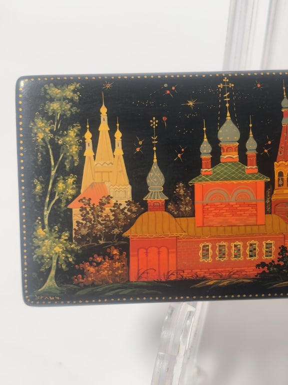 Signed Kholuy Russian Lacquer Box "Uglich" - 2