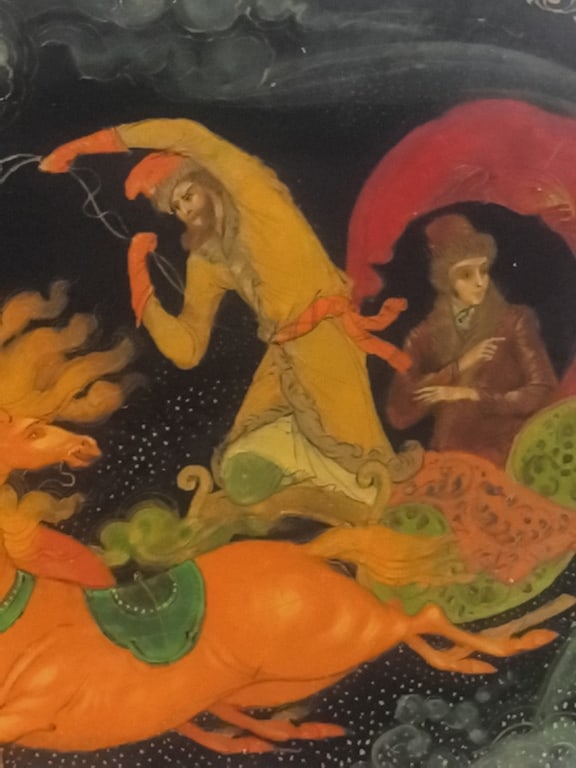 Signed Russian Lacquer Miniature Oval Box "Celest" - 7