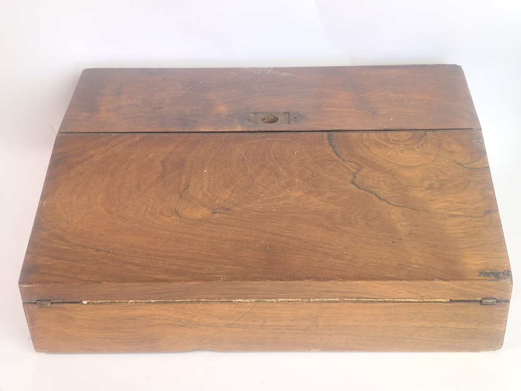 Antique Victorian Oak/Mahogany Fold-Out Writing Sl: Antique Victorian Oak/Mahogany Fold-Out Writing Slope, 12in by 9in by 3.5in