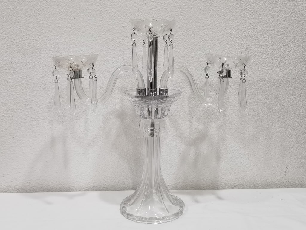 Vintage Crystal Glass Three-Arm Candelabra (1 of 5)