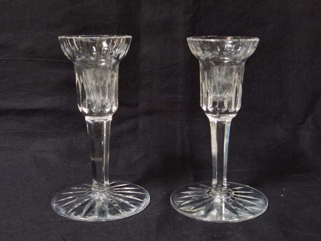 Pr. of Waterford Crystal Candle Holders: Pr. of Waterford Crystal Candle Holders, 6in