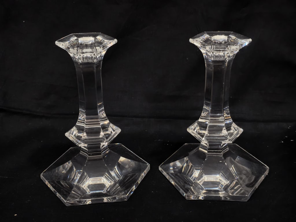 Pr. of Val. St. Lambert Crystal Candlesticks (1 of 5)