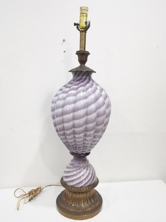 Large Murano Italy Bullicante Amethyst/White Glass (1 of 6)