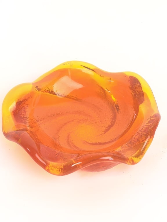 Vintage Fenton Amber & Tangerine Swirl Art Glass D (1 of 3)