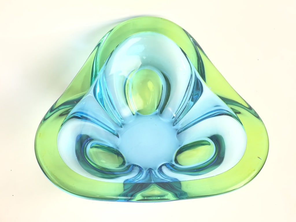 Murano Italy Triform Sommerso Art Glass Bowl (1 of 5)
