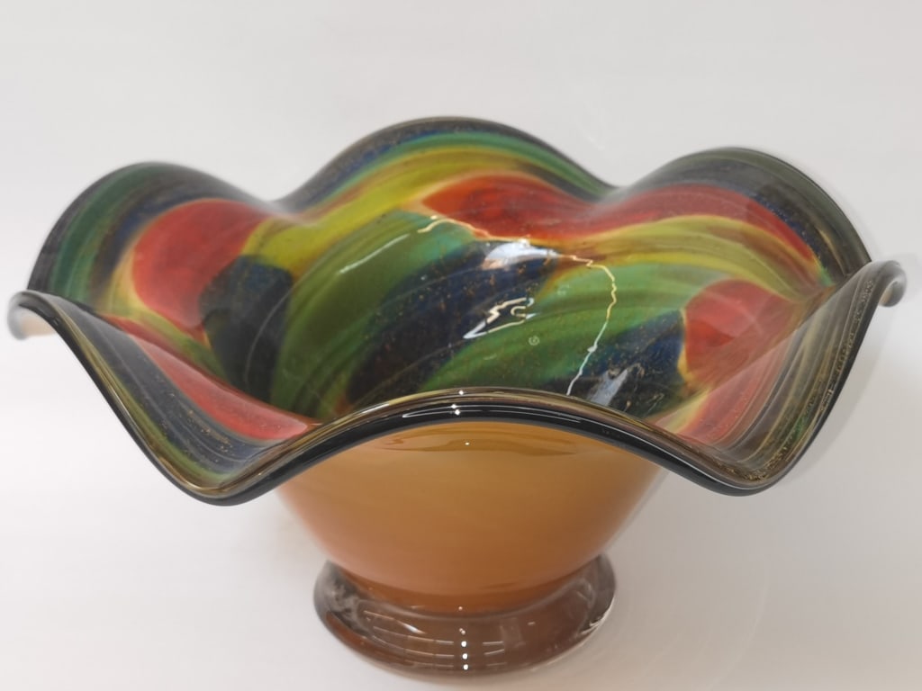 Large Vintage Murano Italy Art Glass Bowl (1 of 6)