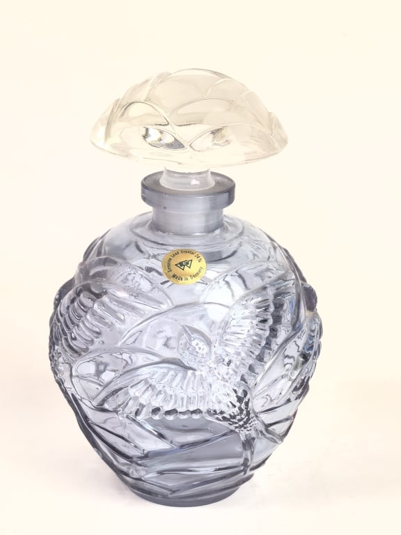 Vintage German Amethyst Lead Crystal Perfume Bottl: Vintage German Amethyst Lead Crystal Perfume Bottle, 5in by 3in
