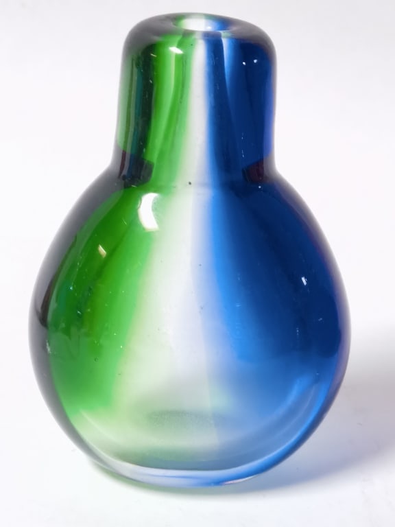 Blue and Green Glass Vase: Blue and Green Glass Vase, 4.25in