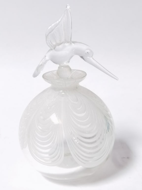 Vintage Pulled Pattern Art Glass Perfume Bottle - 2