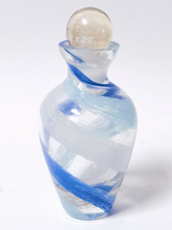 Vintage Blue Spiral Art Glass Perfume Bottle (1 of 3)